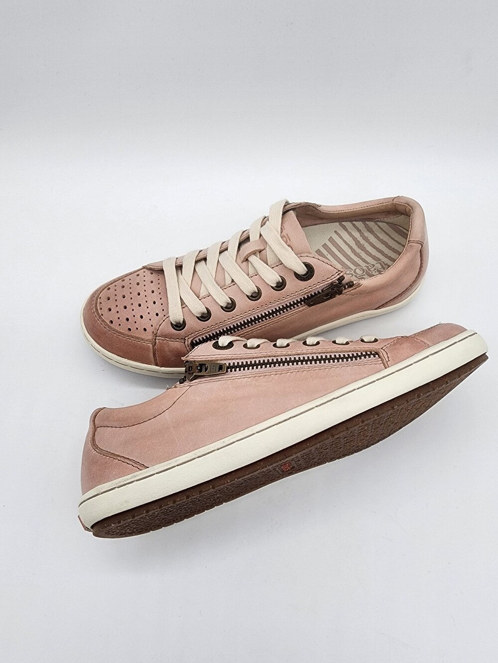 Taos Zipster Leather Sneakers Blush Pink Lace Up Zipper Size 7 - Picture 11 of 16
